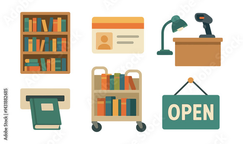 Essential library icons set - for modern design and organization. Vector icons