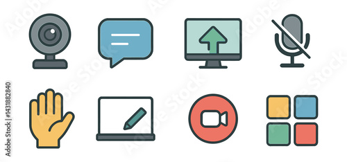 Comprehensive online classroom icons set - for virtual education. Vector icons