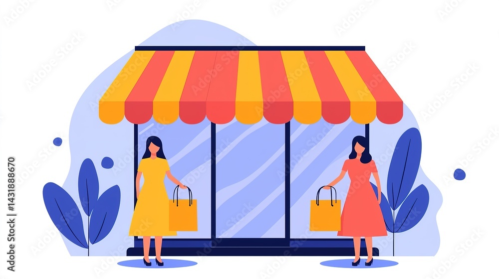 Obraz premium Small business shopping event urban marketplace digital artwork vibrant environment front view customer engagement