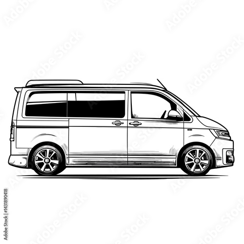vector silhouette sketch of minibus .Generative AI