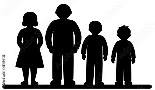 Silhouette of a Teacher with Children Standing Together  
