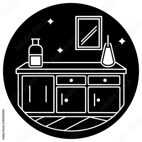 A versatile vector set of kitchen furniture and home interior icons, ideal for illustrating modern house design