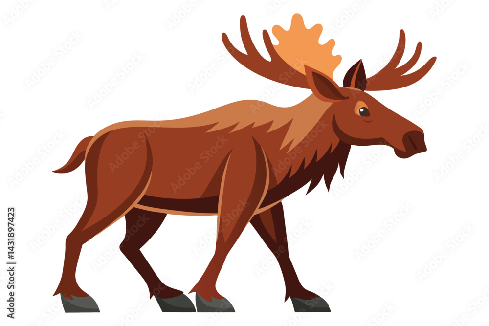 Fototapeta premium Moose Walking Illustration on White Background