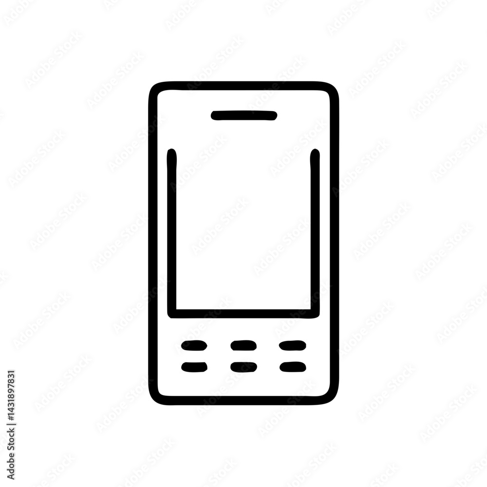 A simple, bold outline drawing of an old-fashioned mobile phone, evoking nostalgia for simpler times and early mobile technology with a clean, minimalist aesthetic. A simple, bold outline drawing of an old-fashioned mobile phone, evoking nostalgia for simpler times and early mobile technology with a clean, minimalist aesthetic.
