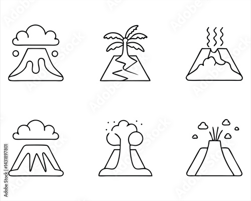 Volcano icon set