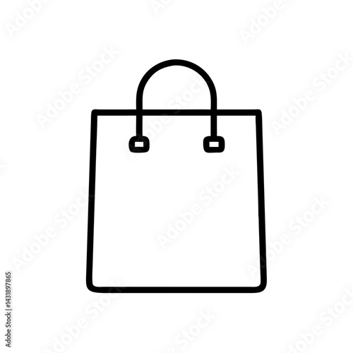 A simple yet elegant shopping bag icon, ready to be filled with treasures, perfectly outlined in bold black against a clean white background.