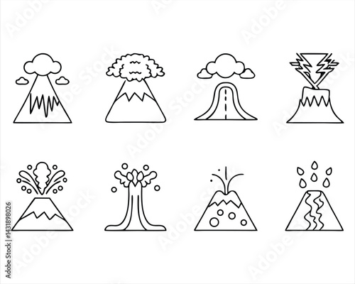 Volcano icon set