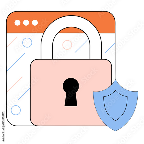 Secure your digital world with a sturdy lock and shield, a reassuring pastel palette with clean lines and a modern website design.