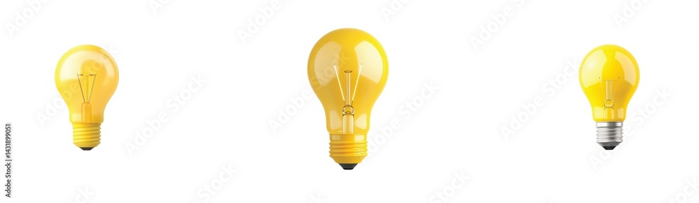 Yellow cartoon light bulbs in different sizes creative illustration on progress Yellow cartoon light bulbs in different sizes creative illustration on progress