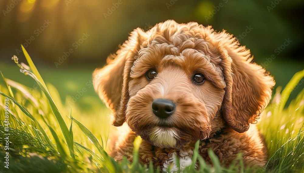 Fototapeta premium a labradoodle puppy in grass