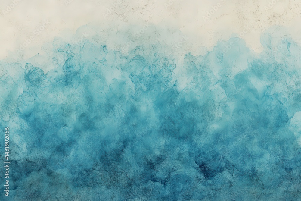 Fototapeta premium Abstract teal ink splatter on light beige background
