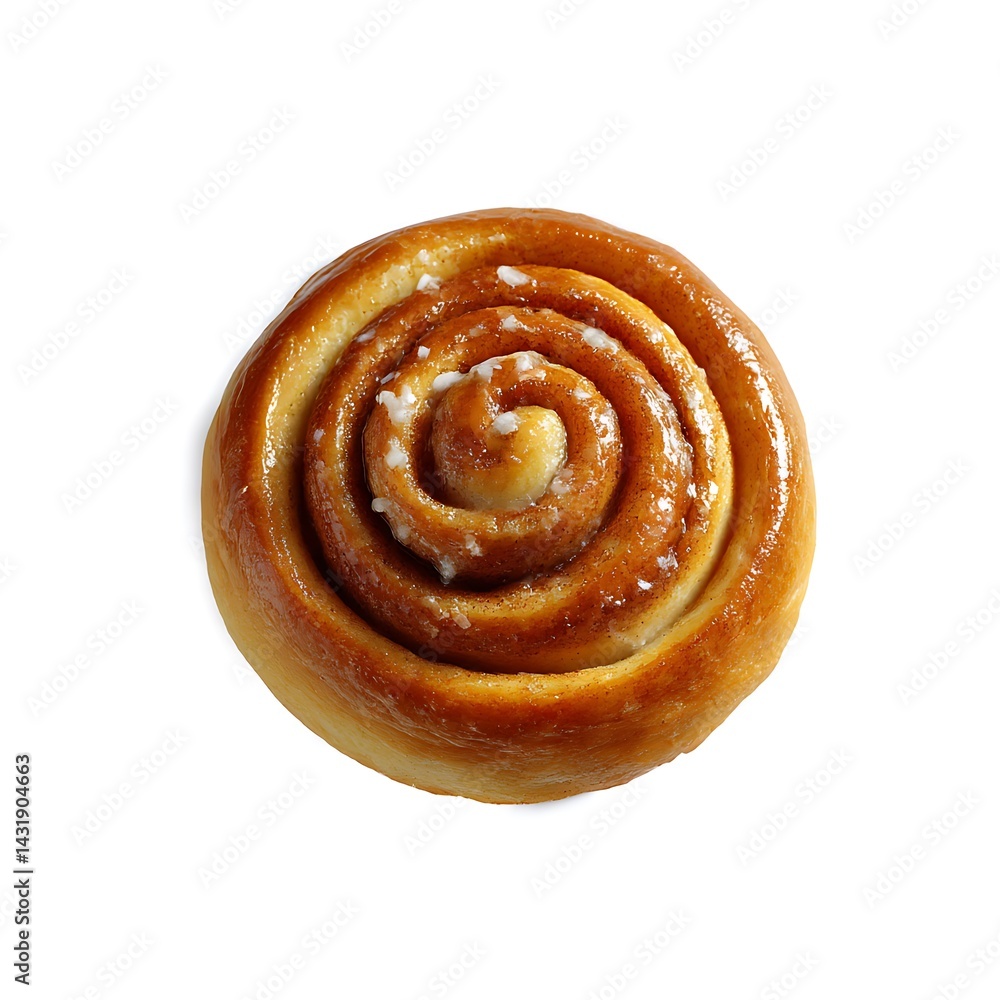 Fototapeta premium A freshly baked cinnamon roll isolated on a clean white background