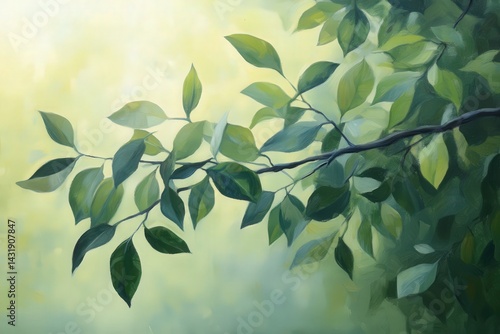 Gentle, dappled sunlight filtering through a verdant foliage.