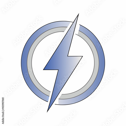 A powerful lightning bolt, symbolising rapid energy and swift progress, encircled by a calm, steady ring of blue and grey.