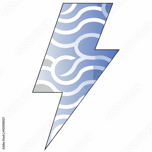 A striking lightning bolt design featuring a calming blue wave pattern, symbolizing swift energy and serene power.