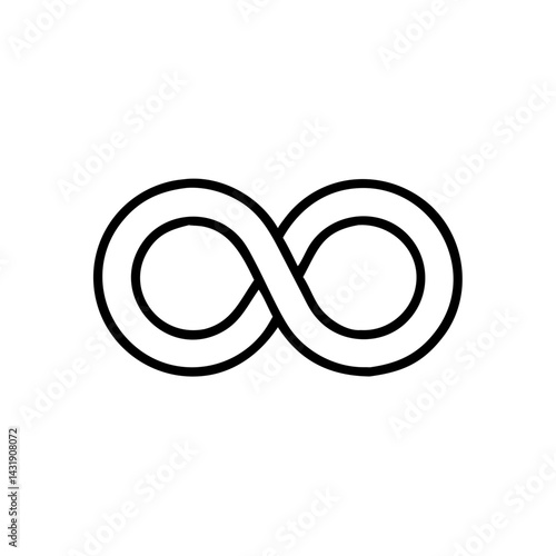 A timeless symbol of infinity, representing endless possibilities and eternal connection, depicted in a bold, clean line art style.
