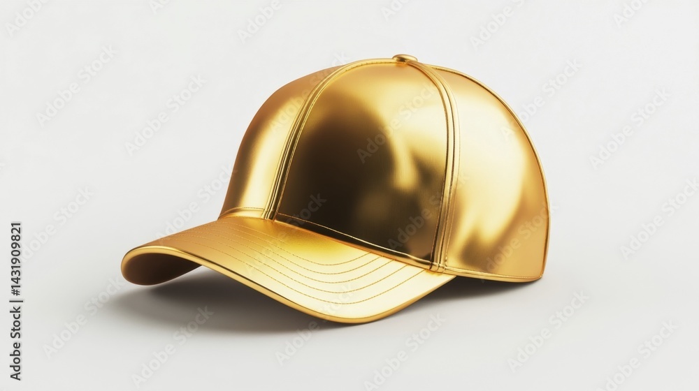 Fototapeta premium Gold Cap Mockup Closeup on White Background. Generative AI