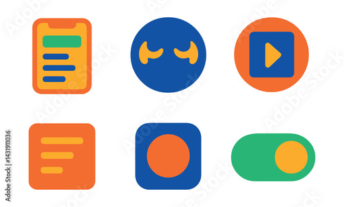 healthy app design: minimalist app layout, calm color scheme icon, low-distraction mode, gentle animation icon, simplified menu, rounded corners badge, light UX pattern, conscious UI toggle.