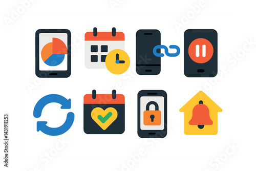 device-wide wellbeing features: system-wide usage overlay, unified break scheduler, shared time goals, pause all devices icon, sync mode button, weekly health mode, usage lockout