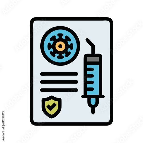 Vaccination certificate icon representing pandemic control and health