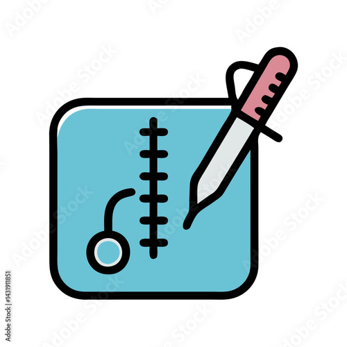 Surgical incision with scalpel icon illustration on black