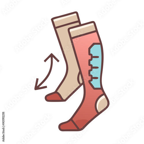 Gradient Compression Socks, Sport Equipment, Athletic Gear Vector