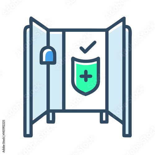 Safe voting booth icon design, protection, pandemic, vote