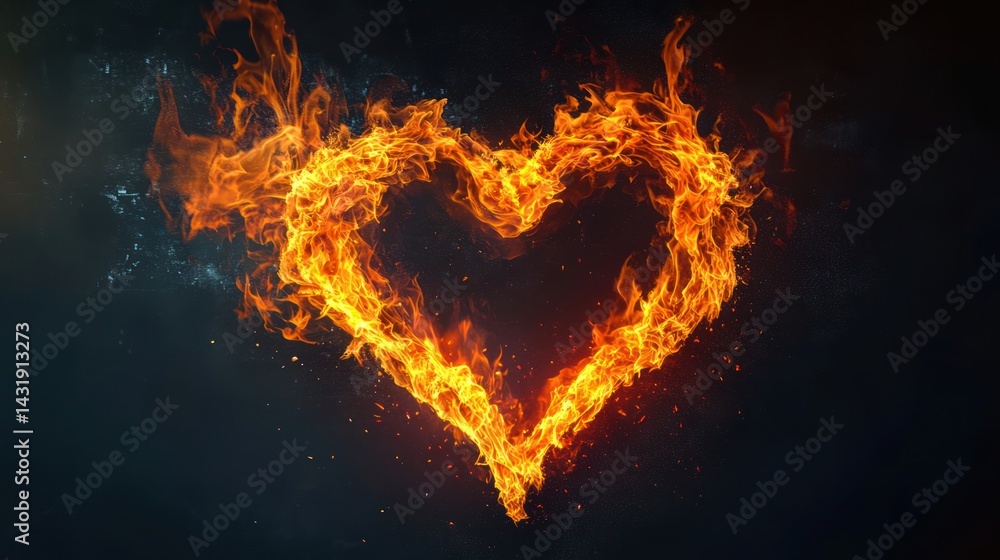 Fiery heart shape against dark background, passion concept (1) Fiery heart shape against dark background, passion concept (1)