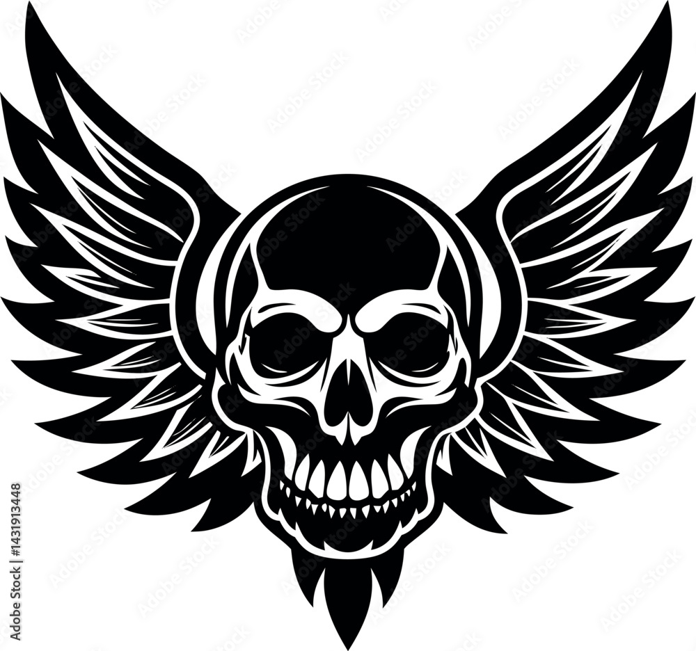 Obraz premium Skull With Wings And Bones