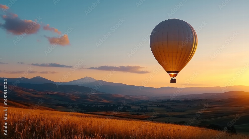 Fototapeta premium Sunrise balloon ride over an African savanna