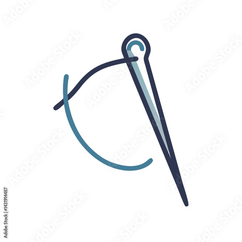 Elegant Needle and Thread Icon on Black Background