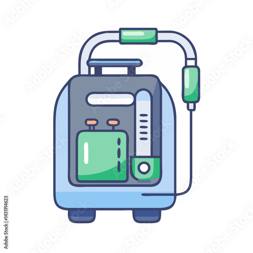 Portable Oxygen Concentrator Cartoon Icon for Medical Use