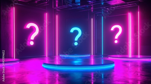 94. Game show with blinking lights and holographic questions