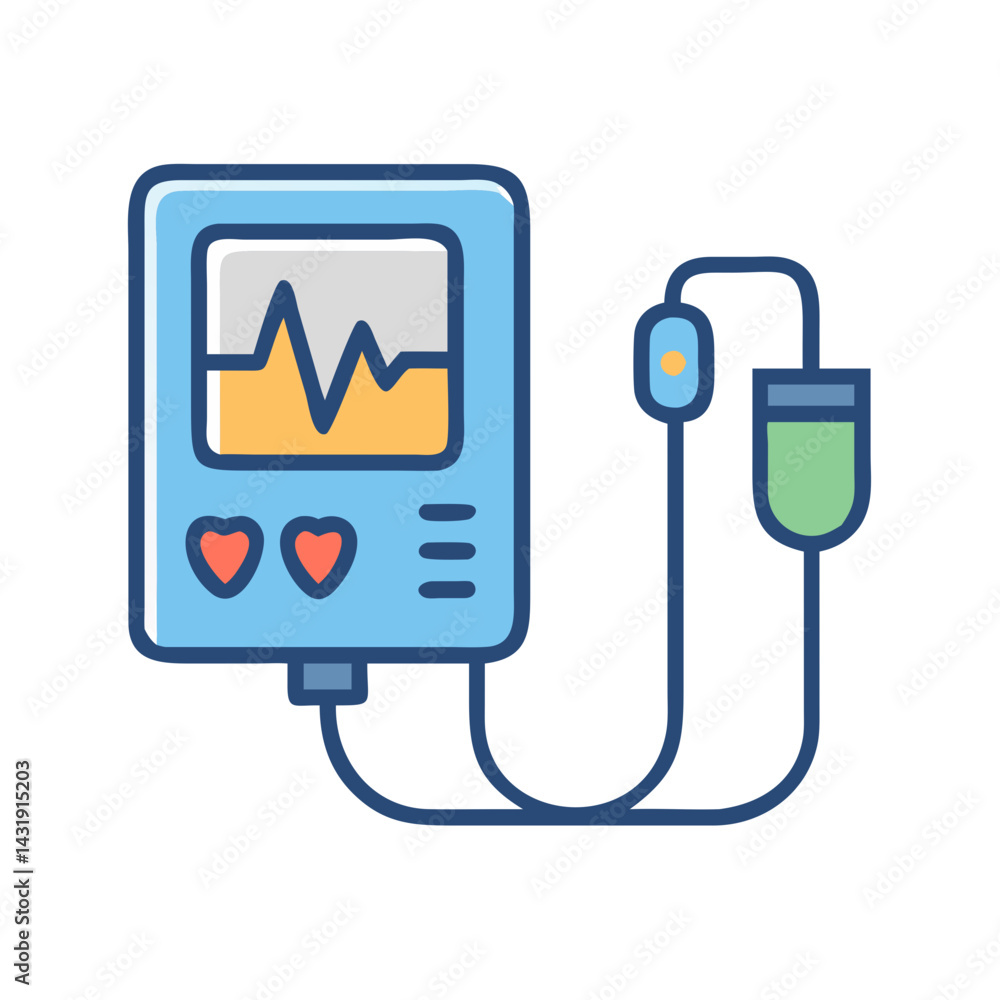 IV Drip and Heart Rate Monitor Icon Illustration IV Drip and Heart Rate Monitor Icon Illustration