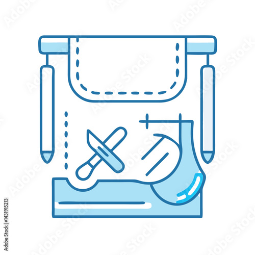 Hand-Drawn Leather Craft Apron Icon with Tools Illustration