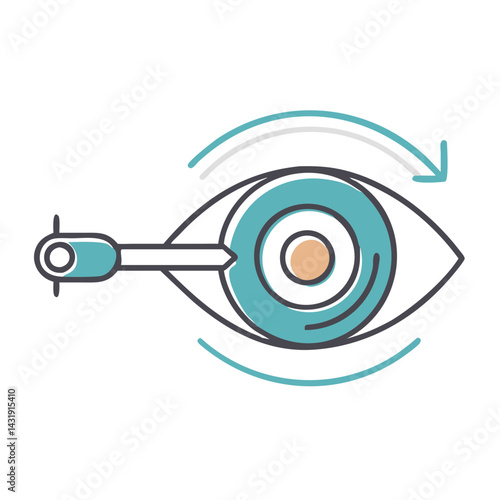 Vision Correction Surgery Illustration with Arrows and Eye