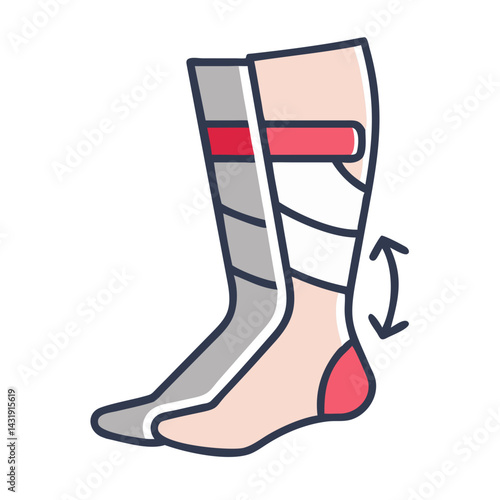 Leg Compression Therapy Icon: Stockings and Wrapping
