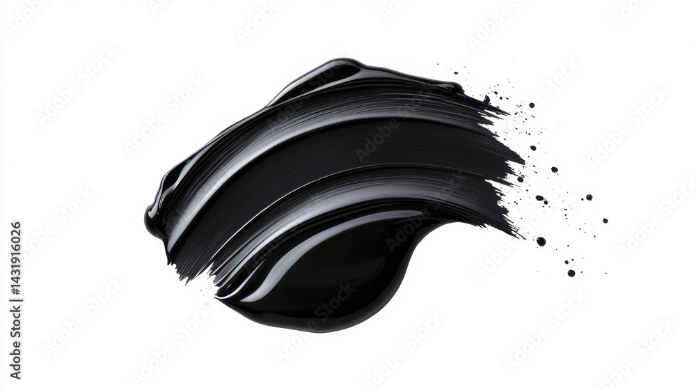 Onyx color brush stroke isolated on white background. Generative AI