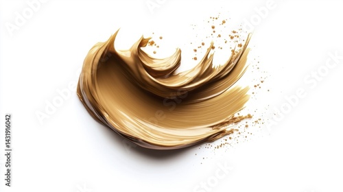 Obraz na płótnie Abstract swirl of creamy beige paint splash on white background. Generative AI w salonie