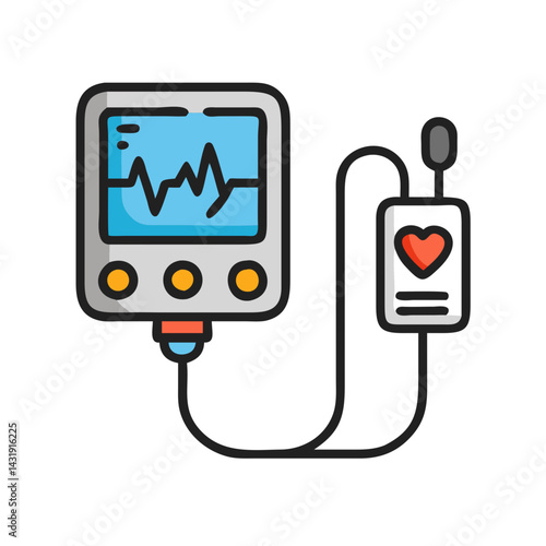 Heart Rate Monitor Icon - Medical Technology Concept