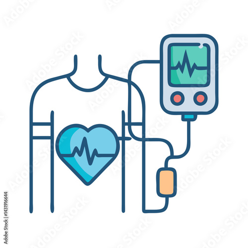 Heart Monitor and Patient Vector Graphic Illustration