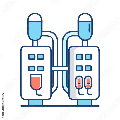 Two industrial water treatment systems illustration design