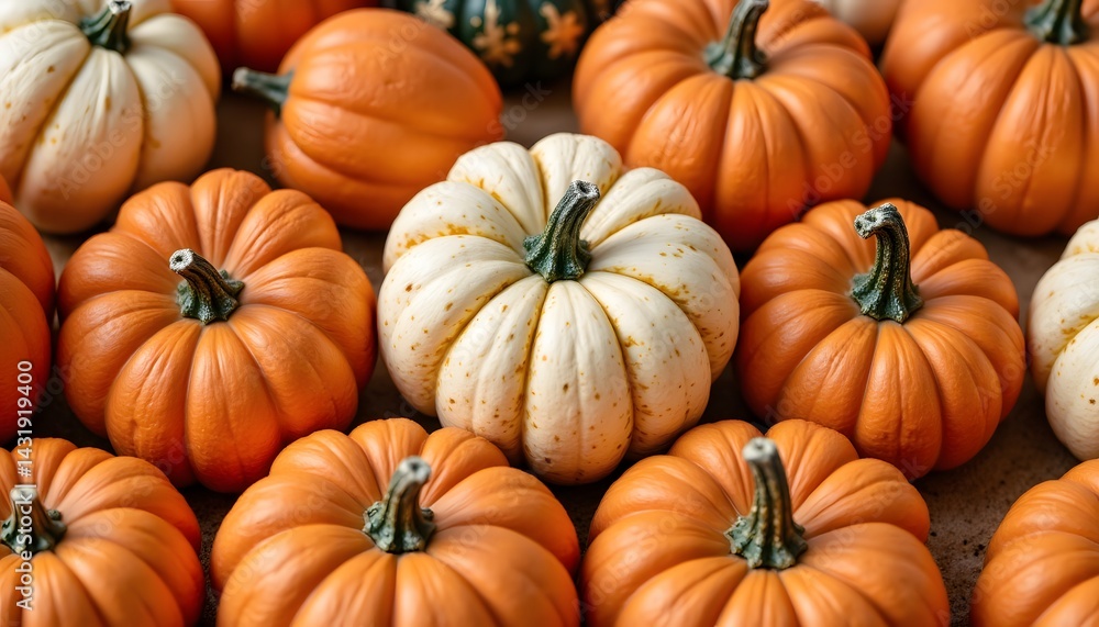 Vibrant Collection of Artificial Pumpkins in Various Shapes and Colors Vibrant Collection of Artificial Pumpkins in Various Shapes and Colors
