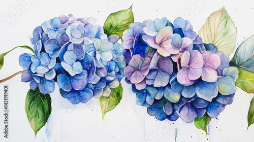 Elegant wedding invitation card background . Minimal hand painted watercolor Hydrangea flowers texture template background. Design for wedding, vip cover, poster, rsvp moderncard.Valentine's Day