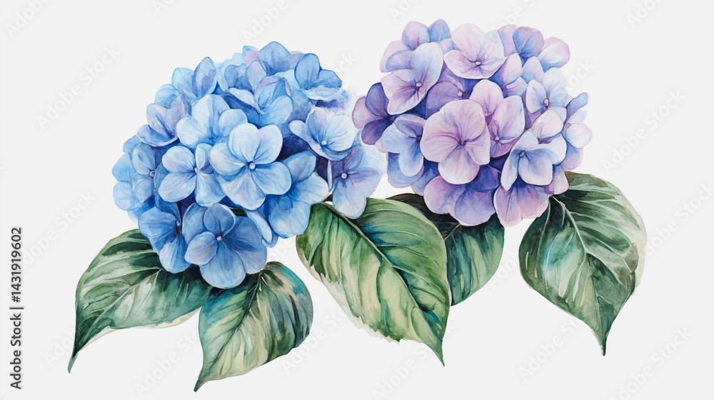 Elegant wedding invitation card background . Minimal hand painted watercolor Hydrangea flowers texture template background. Design for wedding, vip cover, poster, rsvp moderncard.Valentine's Day