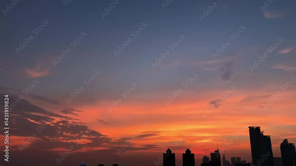 Stunning Sunset View Over the City Skyline With Vibrant Colors Stunning Sunset View Over the City Skyline With Vibrant Colors