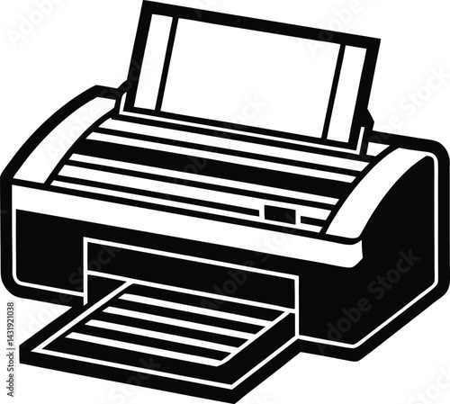 Printer Machine Silhouette Black Vector