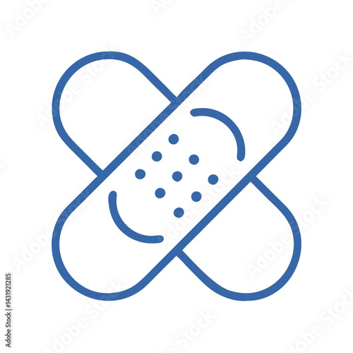 Blue Band-Aid icon symbol on black background