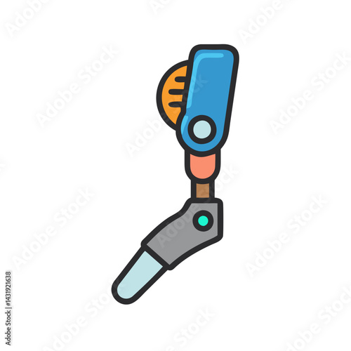 Modern prosthetic leg vector icon for medical use