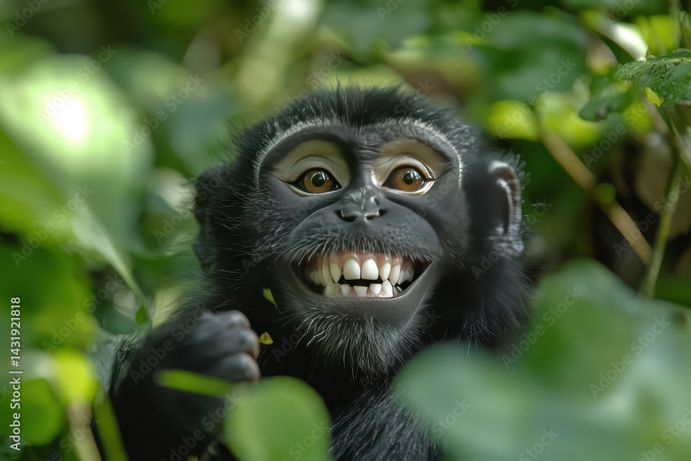 Happy Monkey in Lush Jungle. Happy Monkey in Lush Jungle.